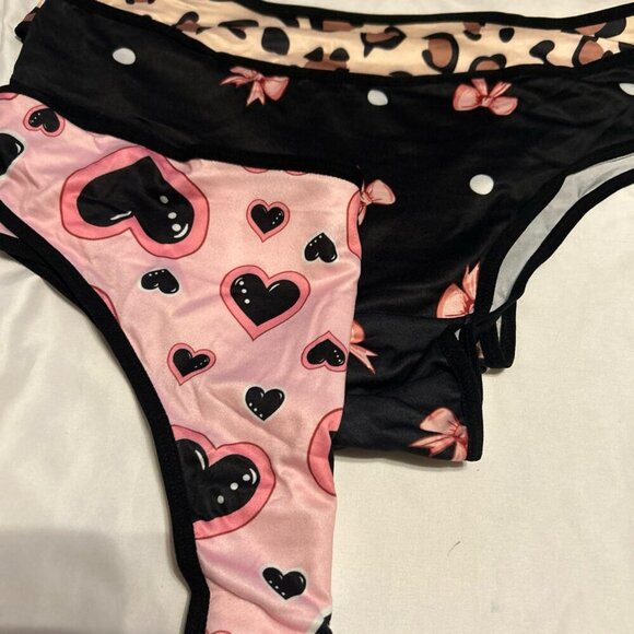 Morvia 3pk bows Hearts Pattern Leg Hip Woman’s panties 2XL Lingerie Valentines - Picture 5 of 11